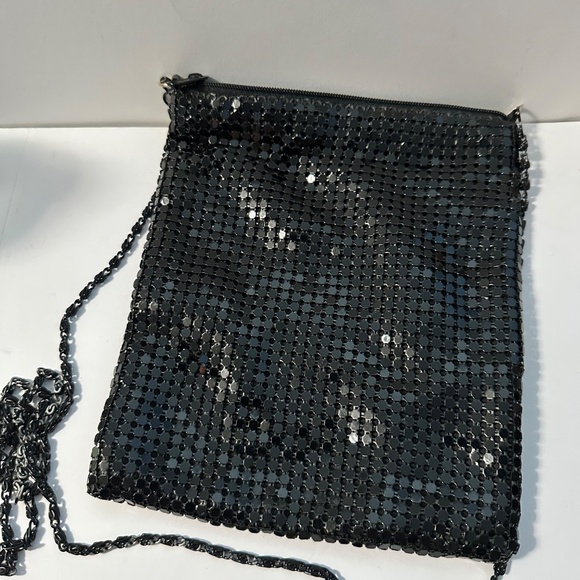 Vintage Black Sequin Evening Bag with Chain Strap – Elegant Clutch Purse - Picture 2 of 5